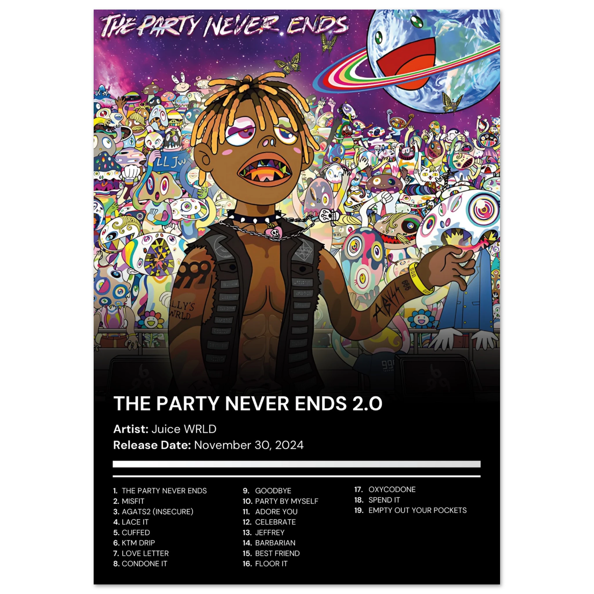 Juice WRLD - The Party Never Ends 2.0 - Premium Album Poster (Full Art ...
