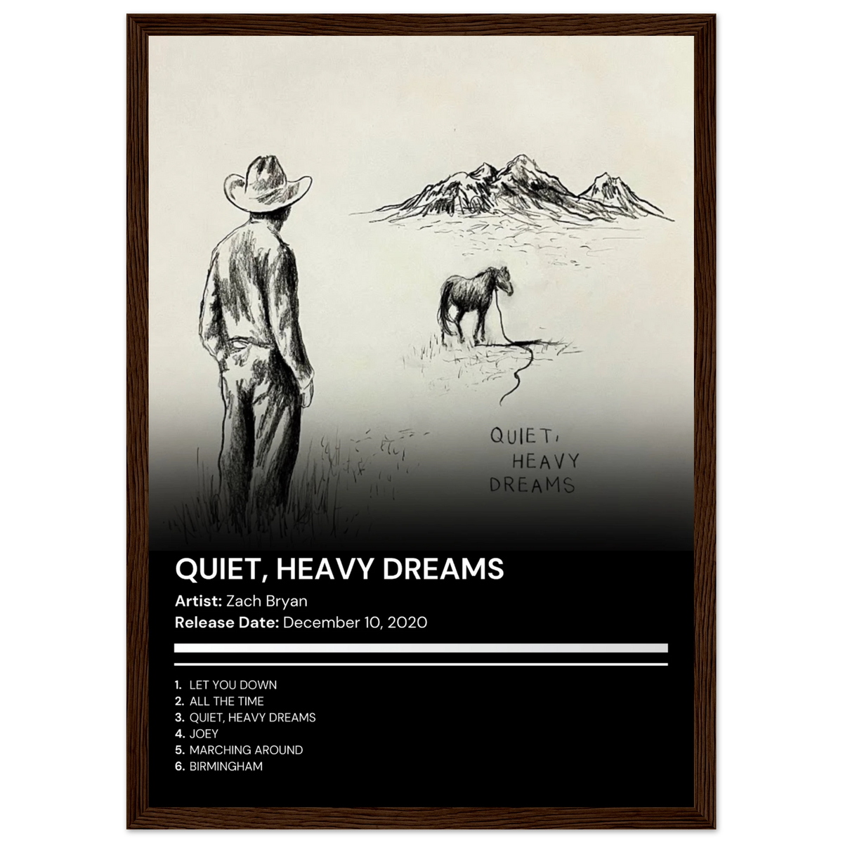 Zach Bryan Quiet Heavy Dreams Premium Album Poster With Frame Fu zach-bryan-quiet-heavy-dreams-premium-album-poster-with-frame-fu